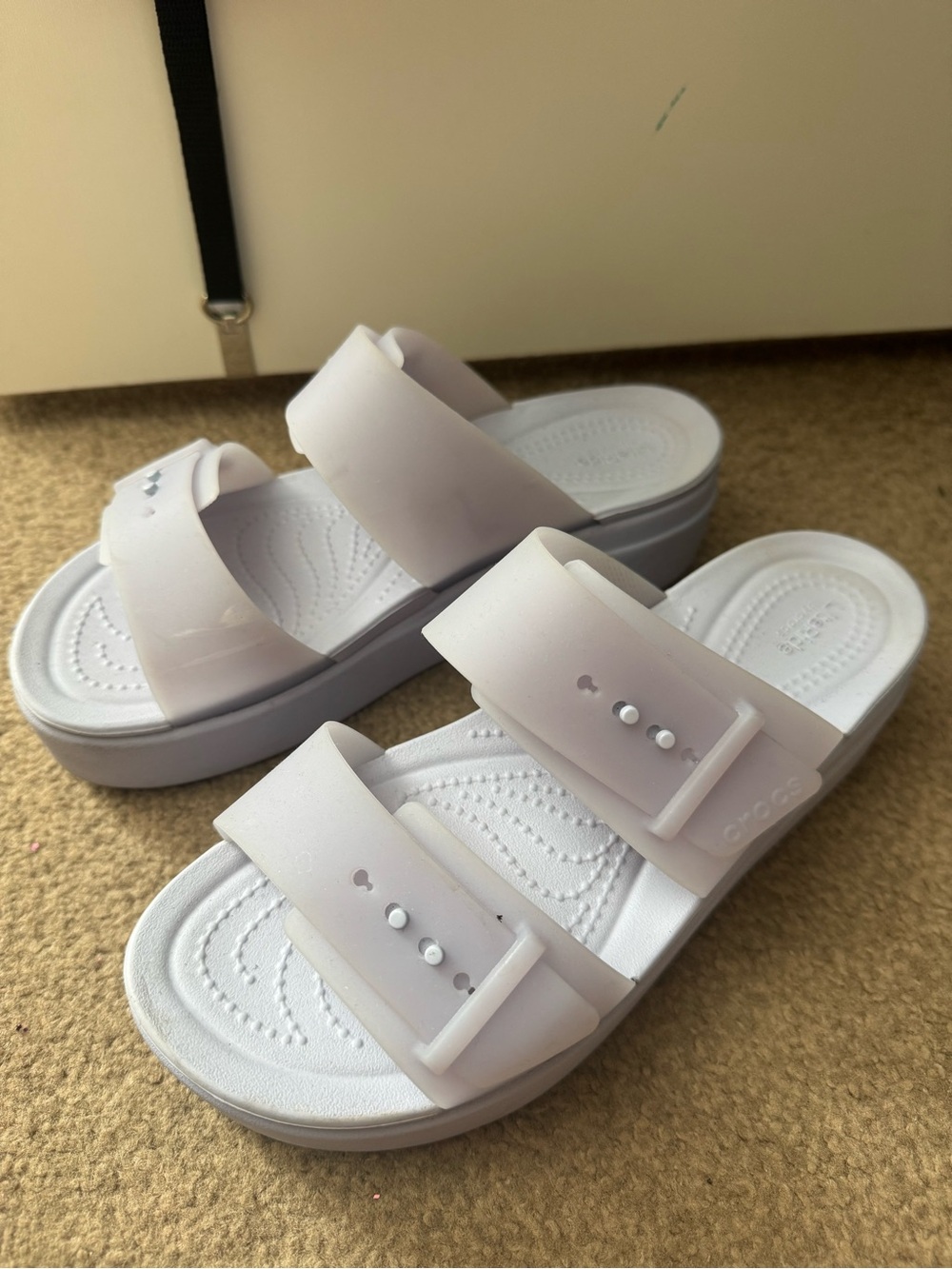 CROCS Dual-Strap Slide Sandals in Pale Lavender